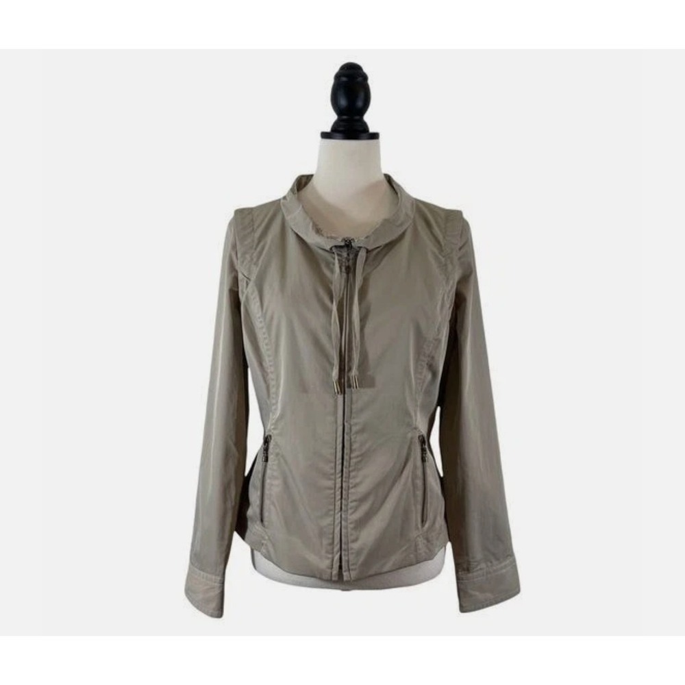 ST JOHN SPORT Womens M Convertible Jacket Vest Sleeveless Tan Beige Full Zip